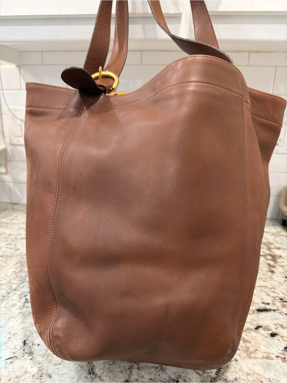 Coach Brown bucket large vintage Leather Tote bag - Picture 7 of 11